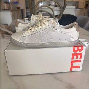 Oliver Cabell Cream and Tan Low-Top Sneakers